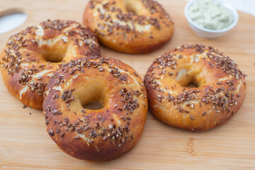 home made whole grain bagels