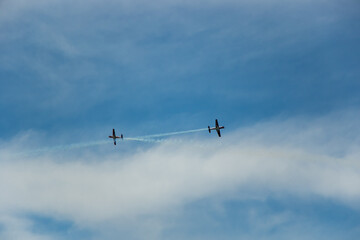 Fototapeta na wymiar Aerobatic Team Perform above the sky