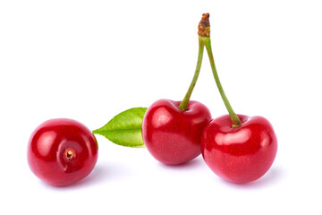 sweet cherry fruits isolated on white background