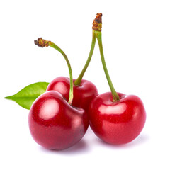 sweet cherry fruits isolated on white background