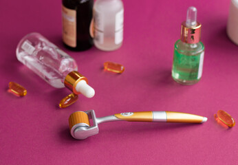 Cosmetological mesoscooter for home use. A tool for eliminating wrinkles. Anti age concept. High...
