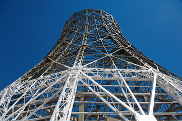 Pavlodar, Kazakhstan - 05.29.2015 : Metal frame for the construction of a cooling tower at a...