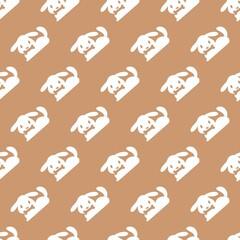 Puppies Eat Bones Vector Graphic Silhouette Seamless Pattern