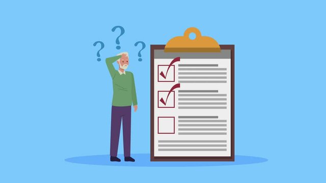old man elderly with checklist medical order