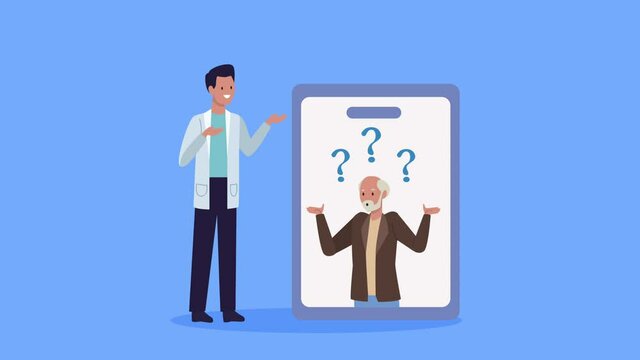 old man elderly in tablet telemedicine