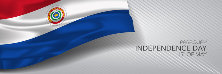 Paraguay independence day vector banner, greeting card