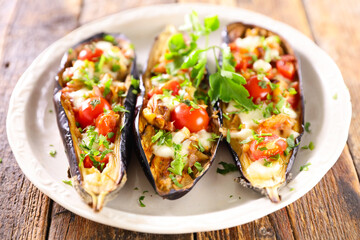 baked aubergine with tomato and mozzarella