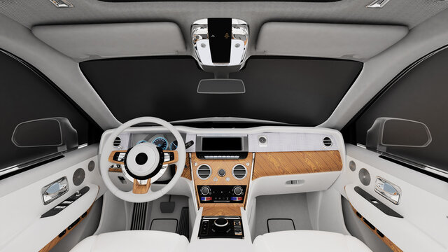 luxury Gray SUV interior studio shot with black background.