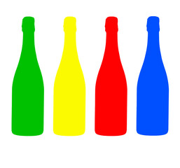 colored bottle-shaped objects on a white background