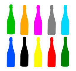 colored bottle-shaped objects on a white background