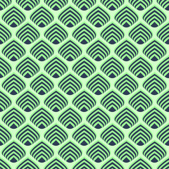 blue and green leaves with green background traditinal print seamless repeat pattern