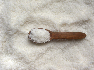 Fototapeta na wymiar White color raw dry desiccated coconut