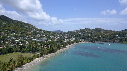 Fototapeta na wymiar Aerial view of a white sand beach in Saint Lucia