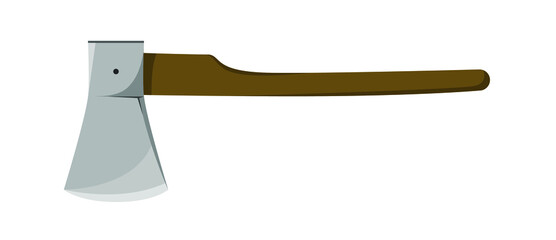 Axe with wooden handle on white background