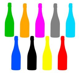 colored bottle-shaped objects on a white background