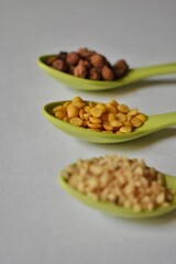 Group of beans and lentils isolated on white background