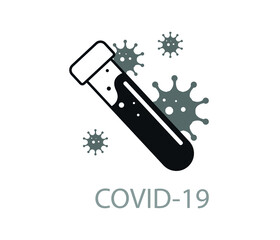 Virus alert icon shape. risk logo symbol. Test tube positive virus danger sign. vector illustration image. Isolated on white background
