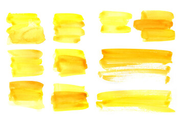 Watercolor stains on white background, abstract blots isolated. Bright colors, divorces.