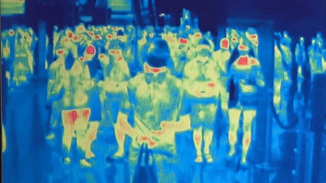 Temperature control monitor of thermal scanner camera  to check people during Coronavirus, Covid 19 outbreak