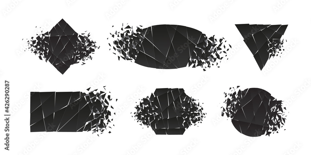 Wall mural shape shattered and explodes flat style design vector illustration set isolated on white background.