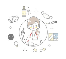 医者とマークセットのイラスト