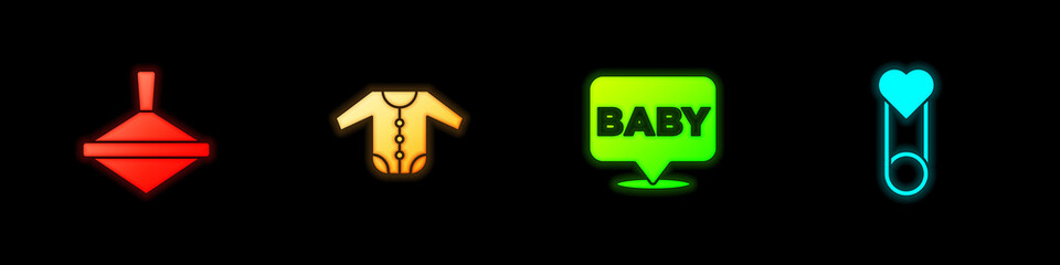 Set Whirligig toy, Baby clothes, and pin icon. Vector