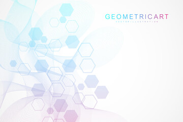 Fototapeta na wymiar Hexagonal abstract background. Big Data Visualization. Global network connection. Medical, technology, science background. Vector illustration.