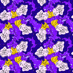 Seamless abstract unusual pattern with hand drawn faces