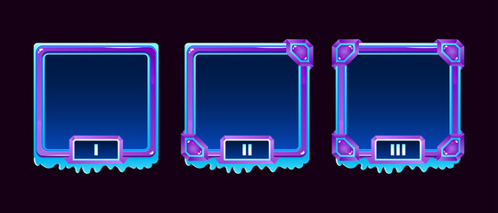 set of winter ice jelly game ui border avatar frame with grade for gui asset elements