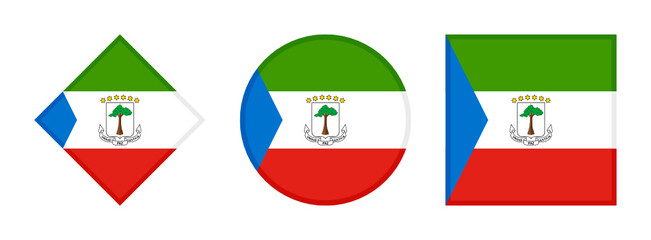 equatorial guinea flag icon set. isolated on white background	