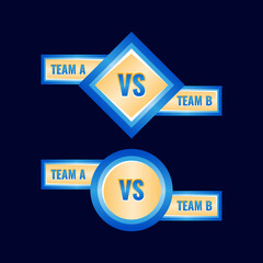 golden blue rounded glossy vs medal badge frame vector illustration