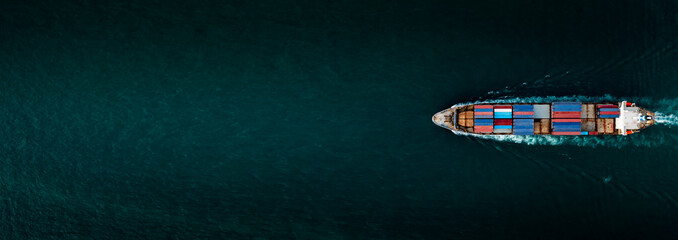 Container ship for import and export, business logistic and transportation by container ship in...