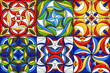Set of ceramic tile patterns. Gorgeous seamless patterns. Can be used for wallpaper pattern fills web page background or surface textures