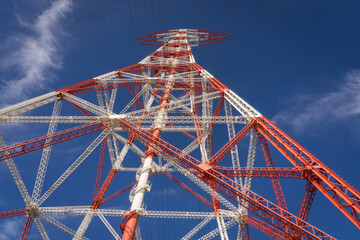 power grid pylon painted in signal colers