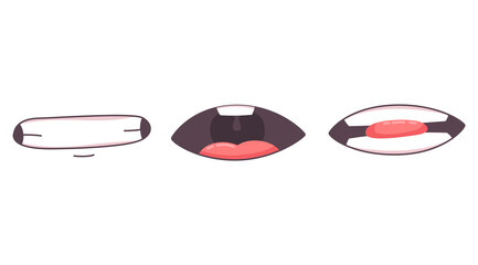 Mouth animation. Funny cartoon mouths set with expression. Cartoon talking mouth and lips  animations poses