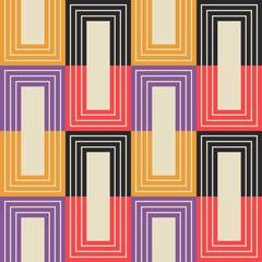 Memphis. A banner with a decorative geometric pattern. Square modules. Seamless background. Vector illustration for web design or print.