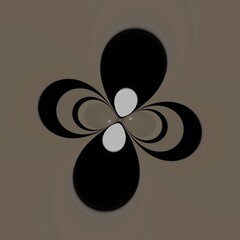 cyclone style symmetric kaleidoscopic design in orange white grey and black colours