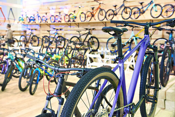 Bicycles in sports shop