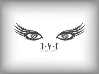 eyes logo design templates, eyes with eyelashes shaped like wings
