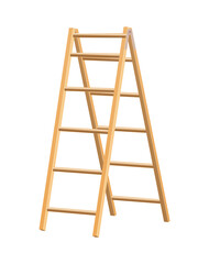 Wooden ladder household tool. Step ladder for domestic and construction needs. Isolated  illustration