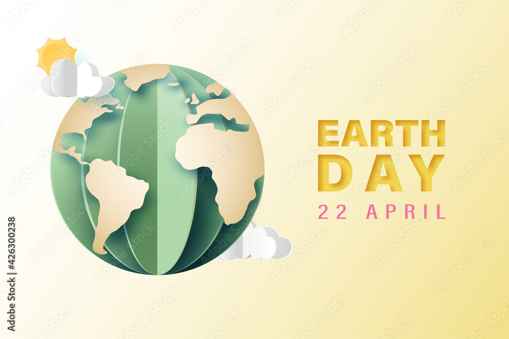 Poster earth day concept.3d paper art of eco friendly design.save the world with ecology and environment co