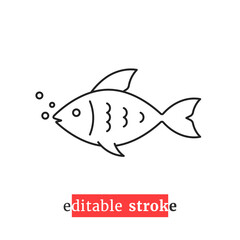 minimal editable stroke swimming fish icon