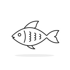 thin line black simple fish icon