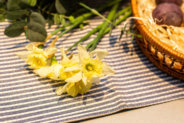 Spring flowers on the Easter table.