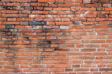 Old red brick wall texture grunge background.