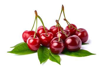 sweet cherry fruits isolated on white background