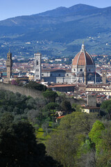 Beautiful view of the Cathedral of Santa Maria del Fiore in Florence in spring. Italy