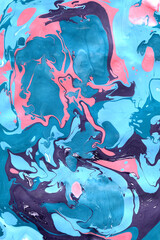Marble. Abstract drawing of a paint on a paper. Divorces and blots. Color pink, blue. Rose quartz, serenity