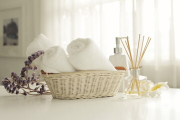 Spa accessories,Beautiful composition of spa , spa relax concept,  herbs for massage, beautiful sap set on wood table,For marketing products