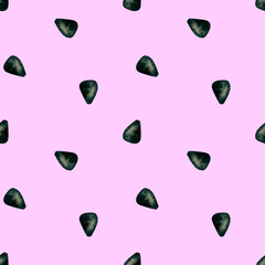 4016 Watermelon Seed Seamless Watercolor Pattern Design Tracery Texture Wallpaper Pink Black